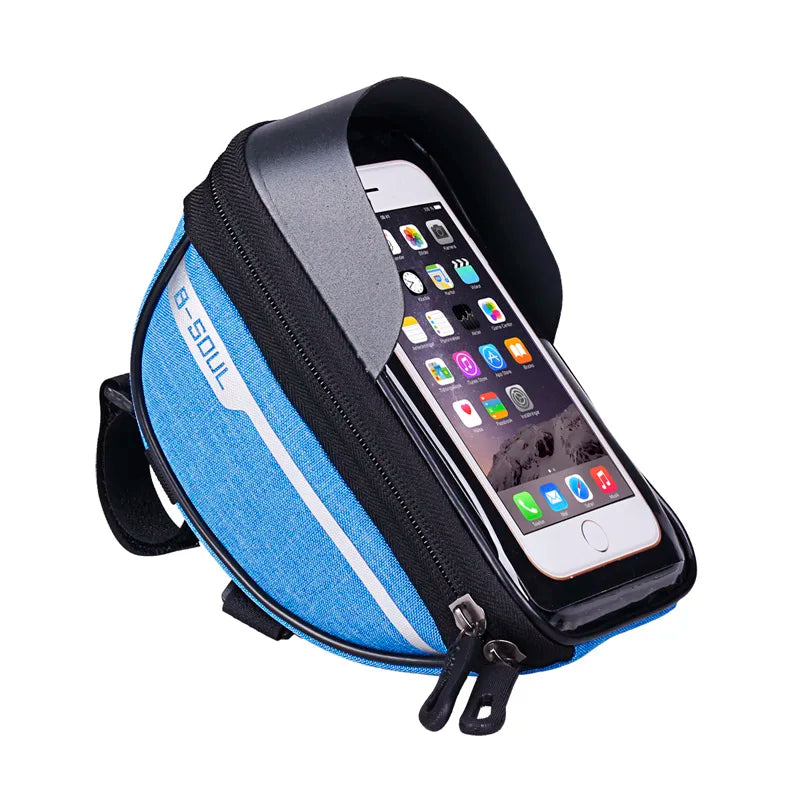 B-SOUL Cycling Bicycle Bike Head Tube Handlebar Cell Mobile Phone Bag Case Holder Screen Phone Mount Bags Case for 6.5In