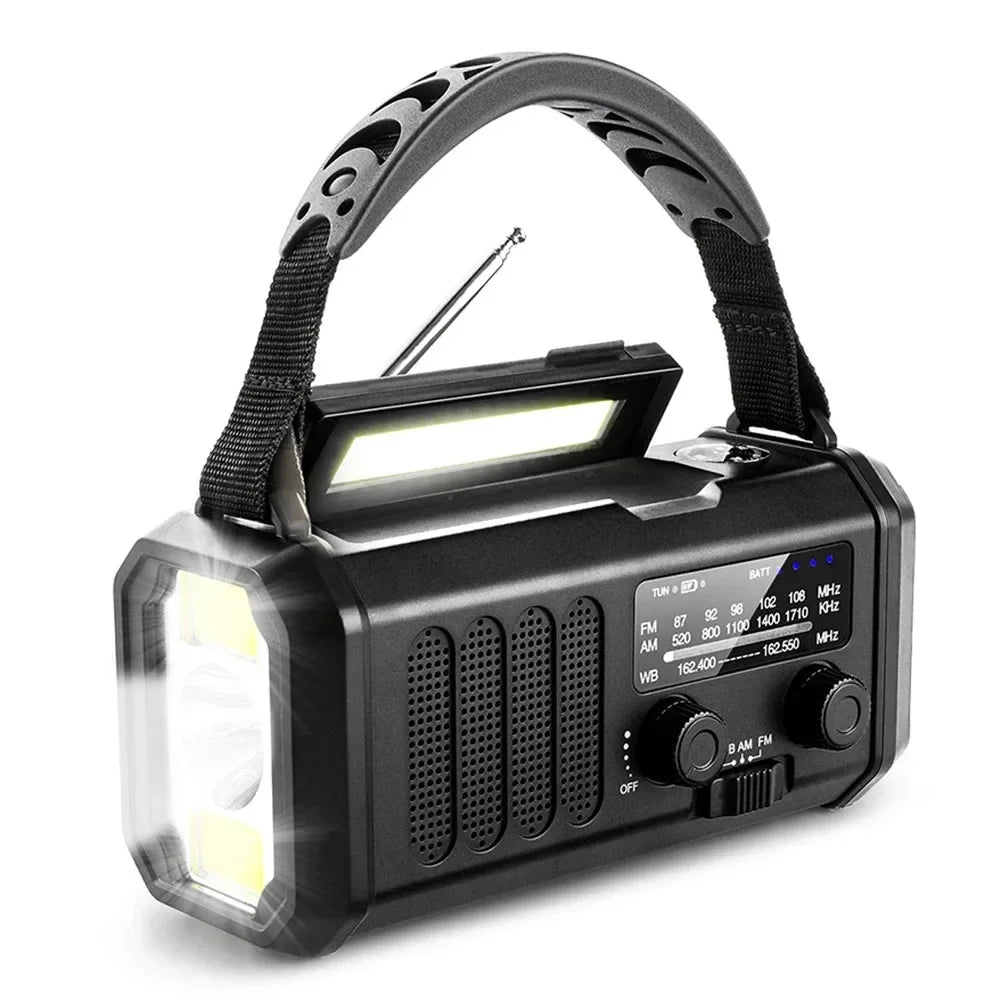 10000Mah Emergency Radio E30 FM Radio Solar Hand Crank AM/NOAA LED Dual USB Rechargeable Portable SOS Alarm Power Bank