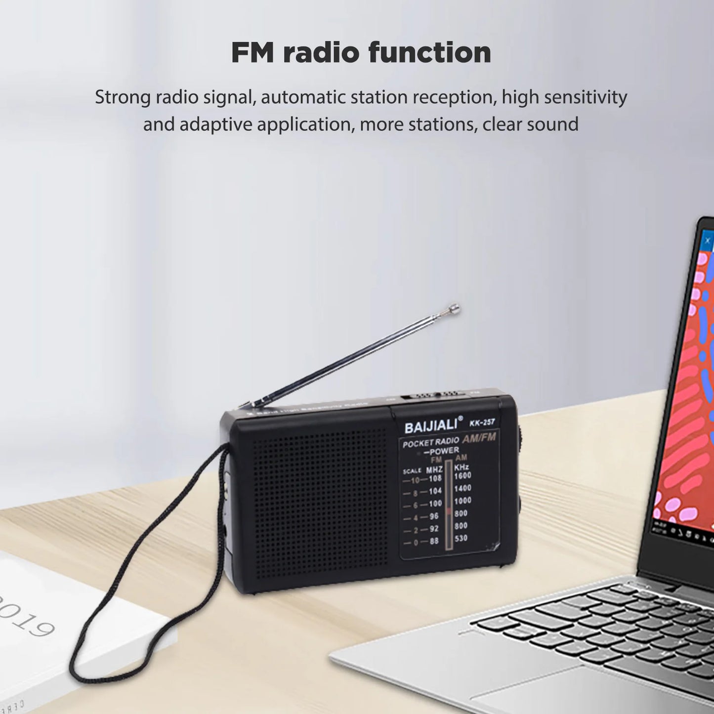 Pocket Radio AM FM Radio Telescopic Antenna Full-Wave Band Radio AA Battery Powered Portable Radio Built-In Speaker for Home