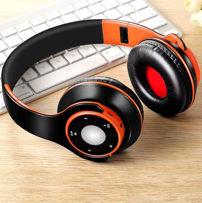 Foldable Colorful Wireless Stereo Bluetooth Over-Ear Headphones with Microphone and TF Card Play for Kids Children Women Men